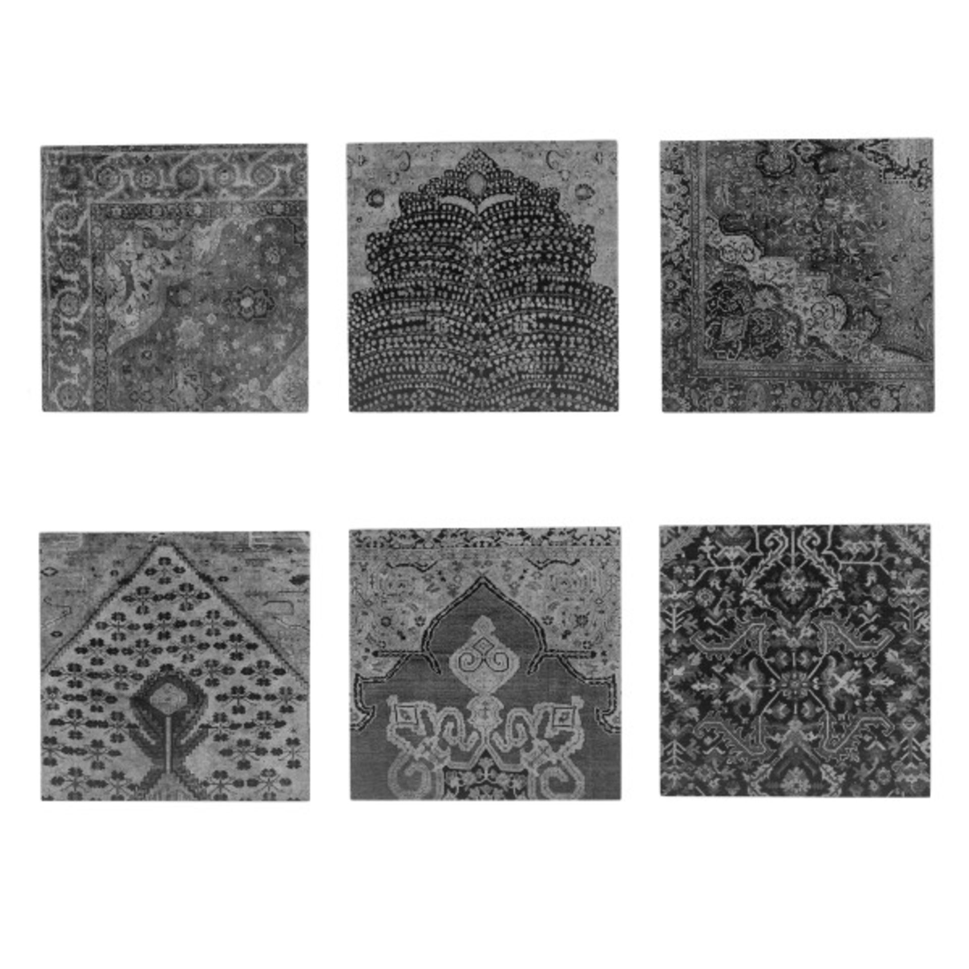 Coup & Co Wall Art Persian Persian Carpet Wall Tiles Black & White Set of 6 35.1 x 4.6 x 35.1 CM-