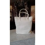 Mark Giusti Leather Tote This Elegant, Calf Leather Tote Features A Subtle, Black-And-White Mosaic