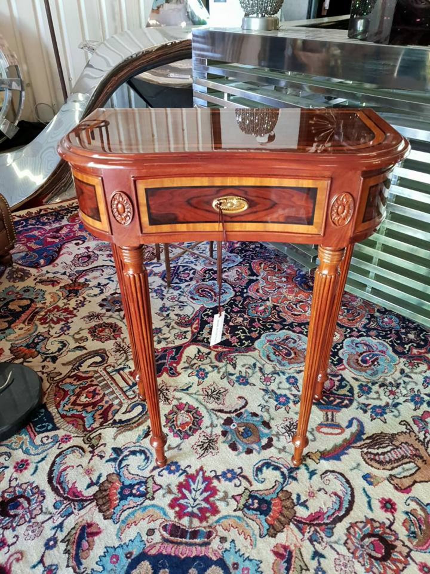 Jonathan Charles Fine Furniture Classic Regency Style Console Table Solid Mahogany with Satinwood