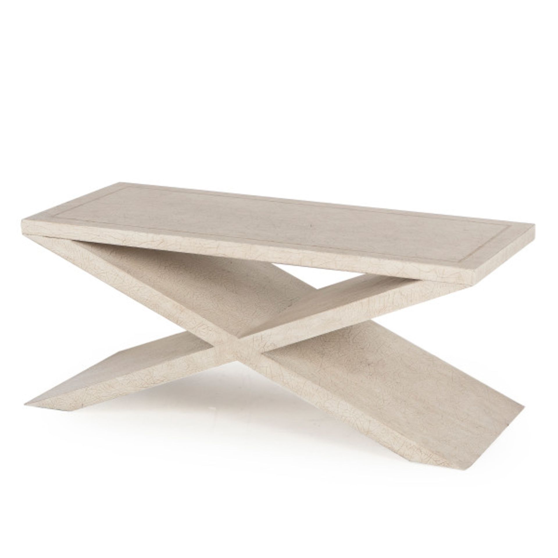 Andrew Martin Vita Coffee Table X-Leg Wood Coffee Table with Antique crackle Finish in Poplar wood
