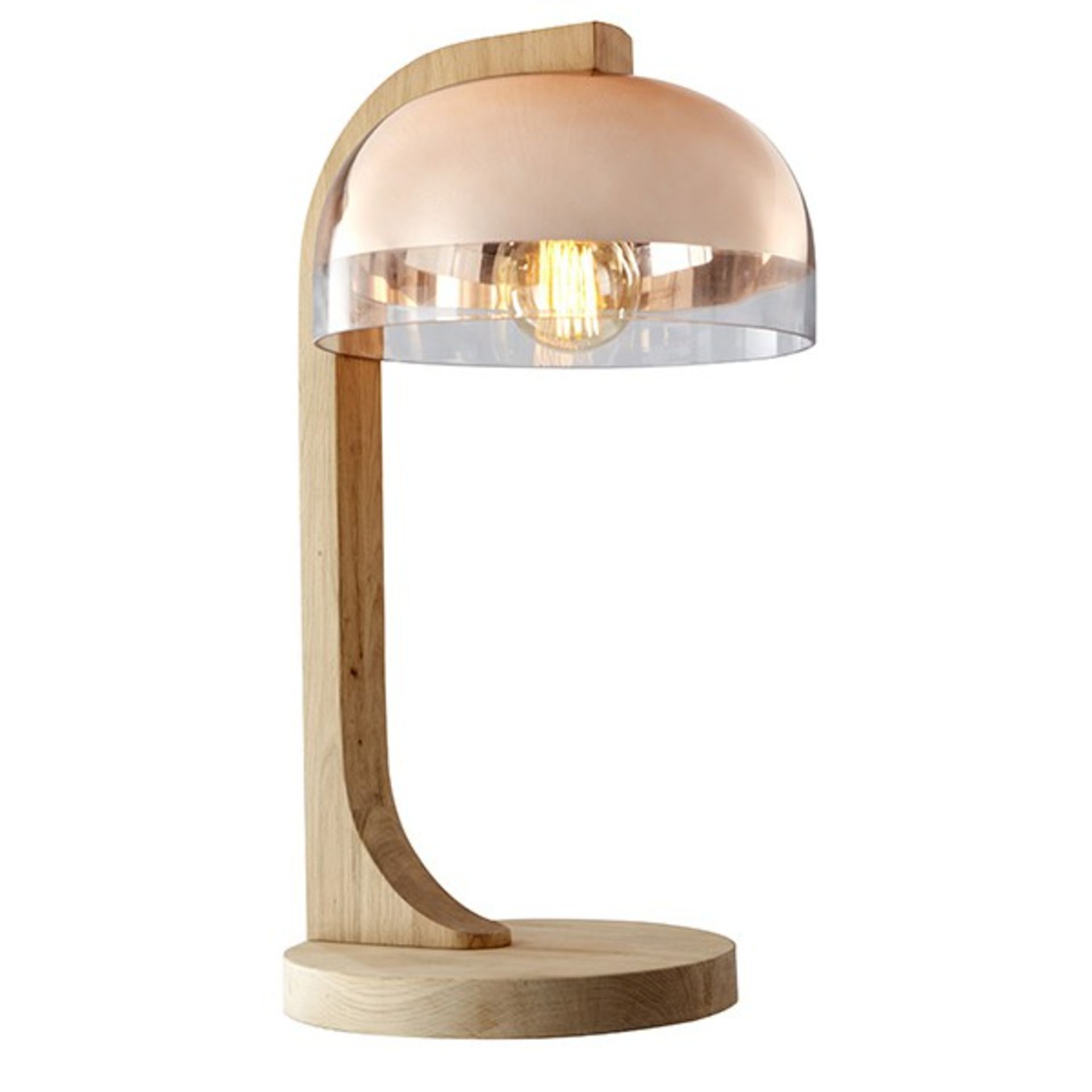 Bleu Nature L253 Cocoon Table Lamp Glass with copper metalization and raw oak (UK) 39 x 35 x 68cm