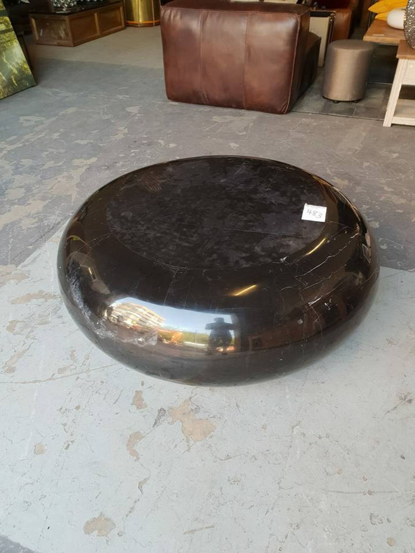 Marble Round Coffee Table - Black Honed Marble 120x120x42cm RRP £2205 ( Location A7 -484)