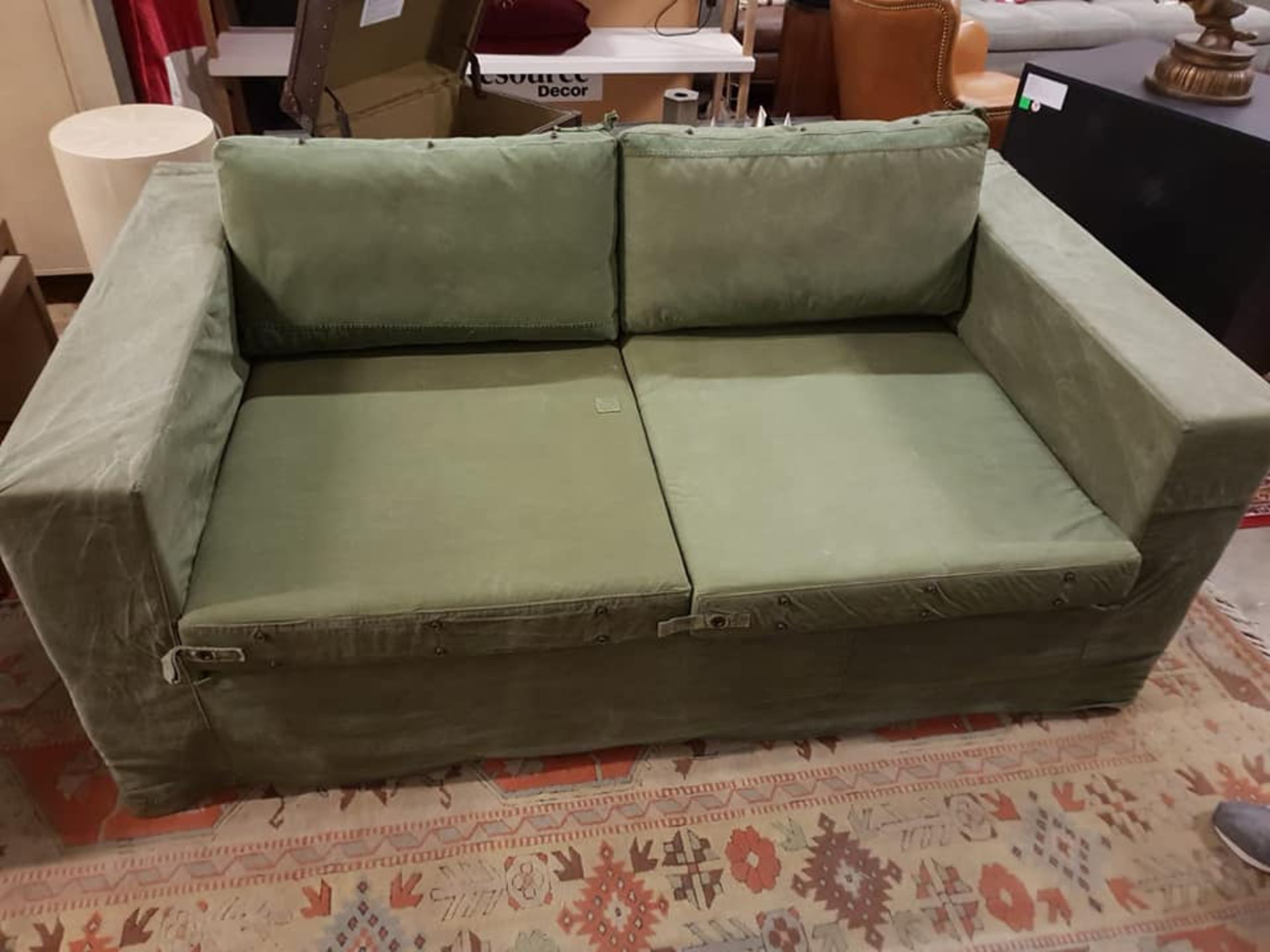 Thomas Bina Cube Sofa 1.8M Canvas Green Upholstered carton dimensions 116 x 193 x 71cm For - Image 5 of 7