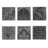 Coup & Co Art Persian Persian Carpet Wall Tiles Black & White Set of 6 35.1 x 4.6 x 35.1 cm Coup &