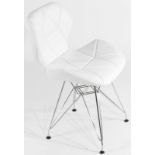 A Pair Of Charles Jacobs Chairs White PU Leather With Metal Legs White Charles Jacobs Dining Chair