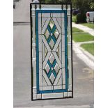 Mystique HUGE-Bevelled Stained Glass Window Panel Bevelled Border Black Zinc Frame Black Solder