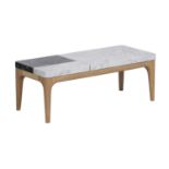 Bleu Nature Stonepiet Coffee Table Low F311 Natural  brown oak and white and green marble top 95 x