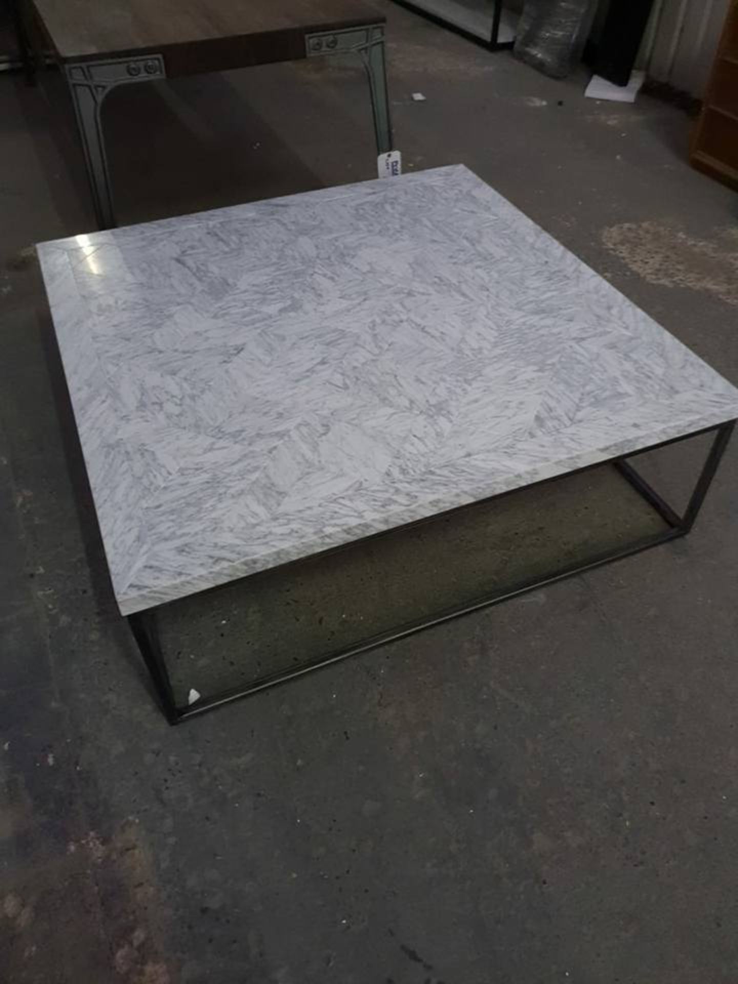 Versailles Square Coffee Table 123x123cm Marble White Honed & Iron 122 9 x 122 9 x 40cm RRP £