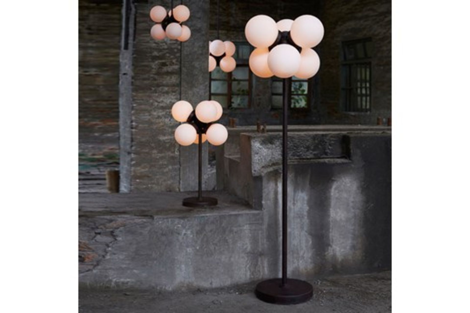 L255 Moondrop Pendant 40cm-Opaline & Rou(UK ) 40x40x70cm RRP £440 ( Location A7 -396)