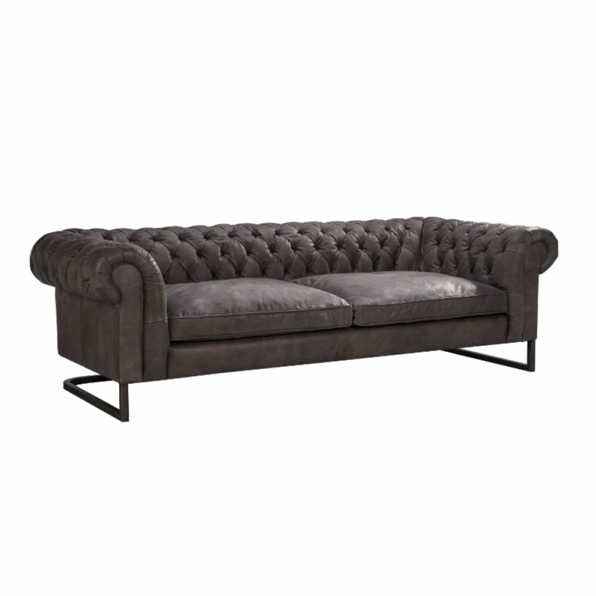 Piloti Sofa 3 Seater Black Leather and Iron Frame A modern take on the classic Chesterfield style