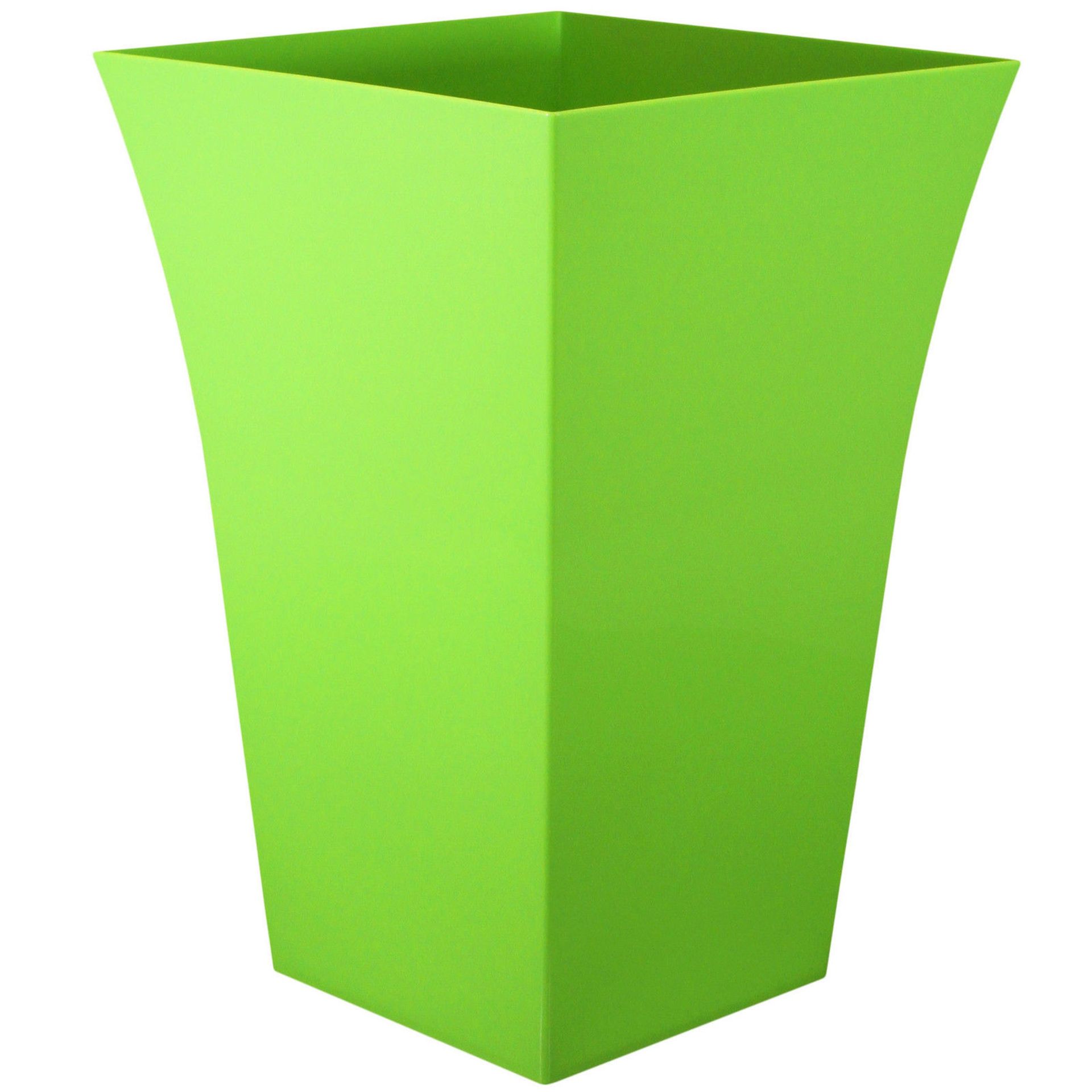 A Set Of 4 X Fluted Large Strata Planters In High Gloss Lime Green Suitable For Indoor And Outdoor