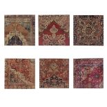 Coup & Co Art Persian Carpet Wall Tiles Color Persian Carpet Wall Tiles Full Colour Set of 6 35.1