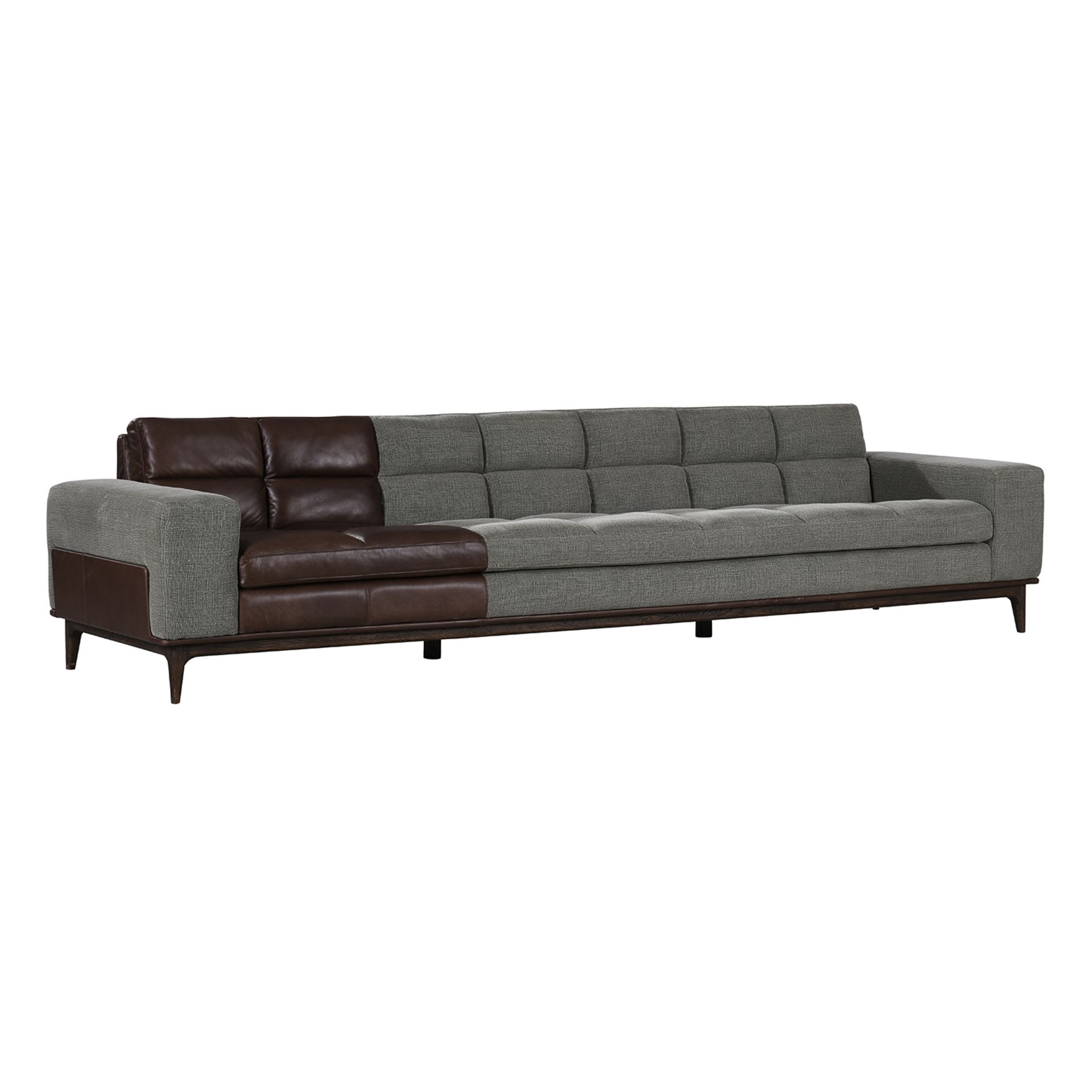 Bleu Nature Patchan Sofa 4 Seater F316 Linen Green Brushed Dark Brown Oak and Iroquois Chocolate