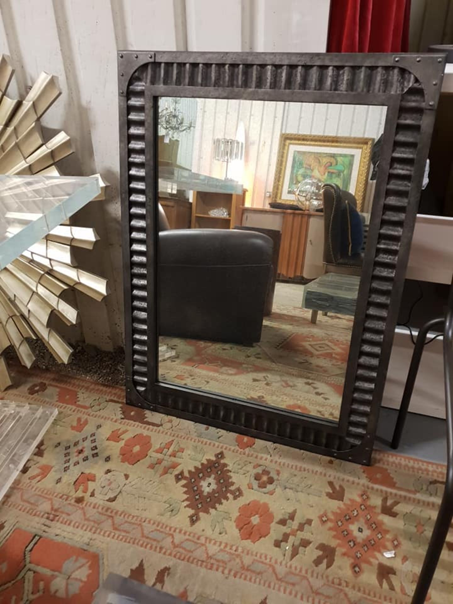 Jawa Mirror Medium 91.4 x 3.8 x 121.9 cm Material Iron Frame + corrugated sheet metal + Antiqued