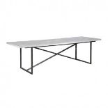 HORIZON Dining table 240 x 100cm white honed marble and matt black 240 x 100cm