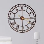 French Style 24" Large Metal Skeleton Clock A Striking Skeleton Clock With Cut-Out Roman Numeral