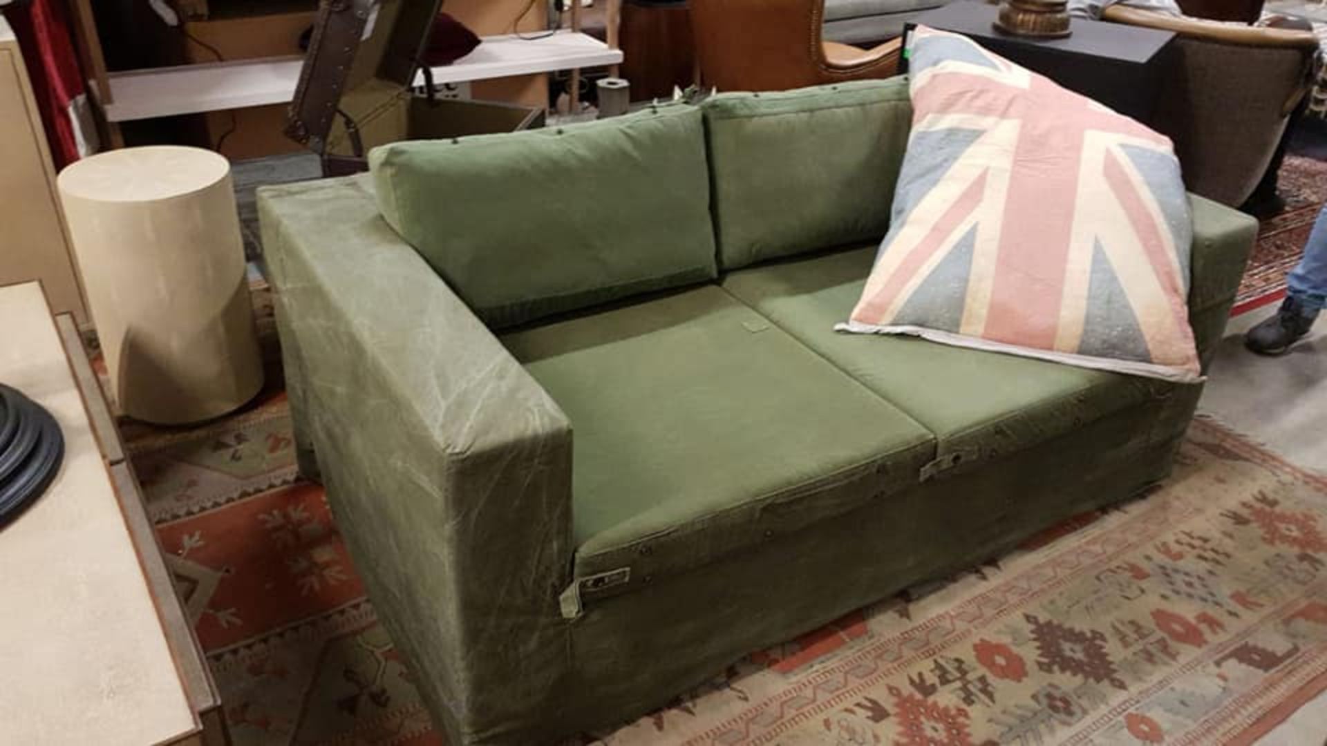Thomas Bina Cube Sofa 1.8M Canvas Green Upholstered carton dimensions 116 x 193 x 71cm For - Image 4 of 7