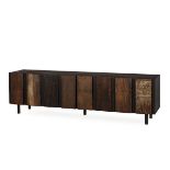 Thomas Bina Santos Media Console Table 213.4 x 45 x 61 cm 4 Door Peroba & Black Oak Material