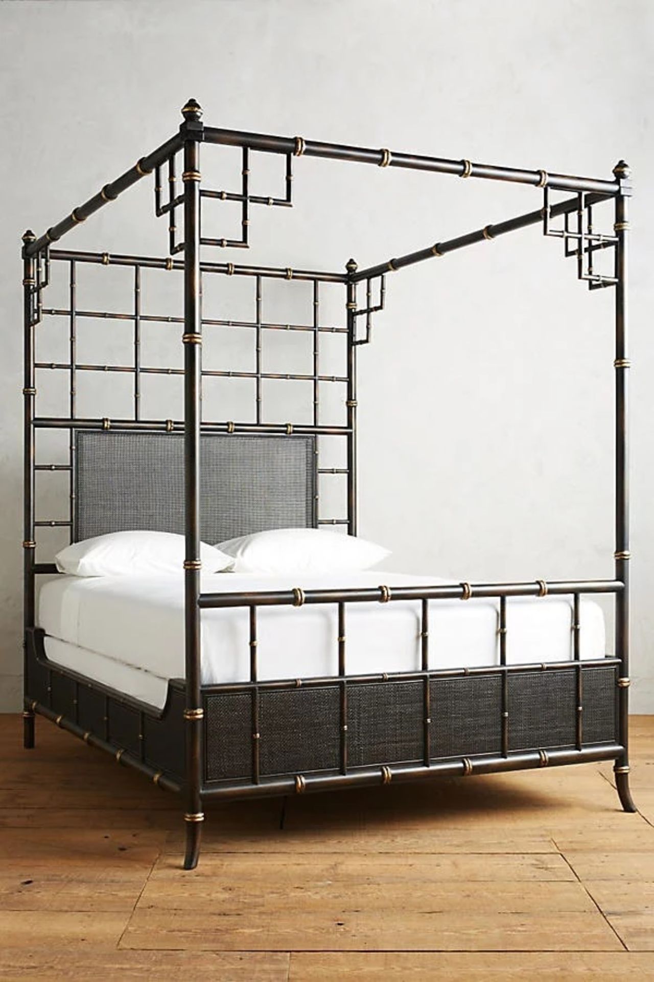 Tracey Boyd Bamboo 4 Poster Bed Black & Gold UK King (mattress not supplied) 214.2 x 166.4 x 224.5