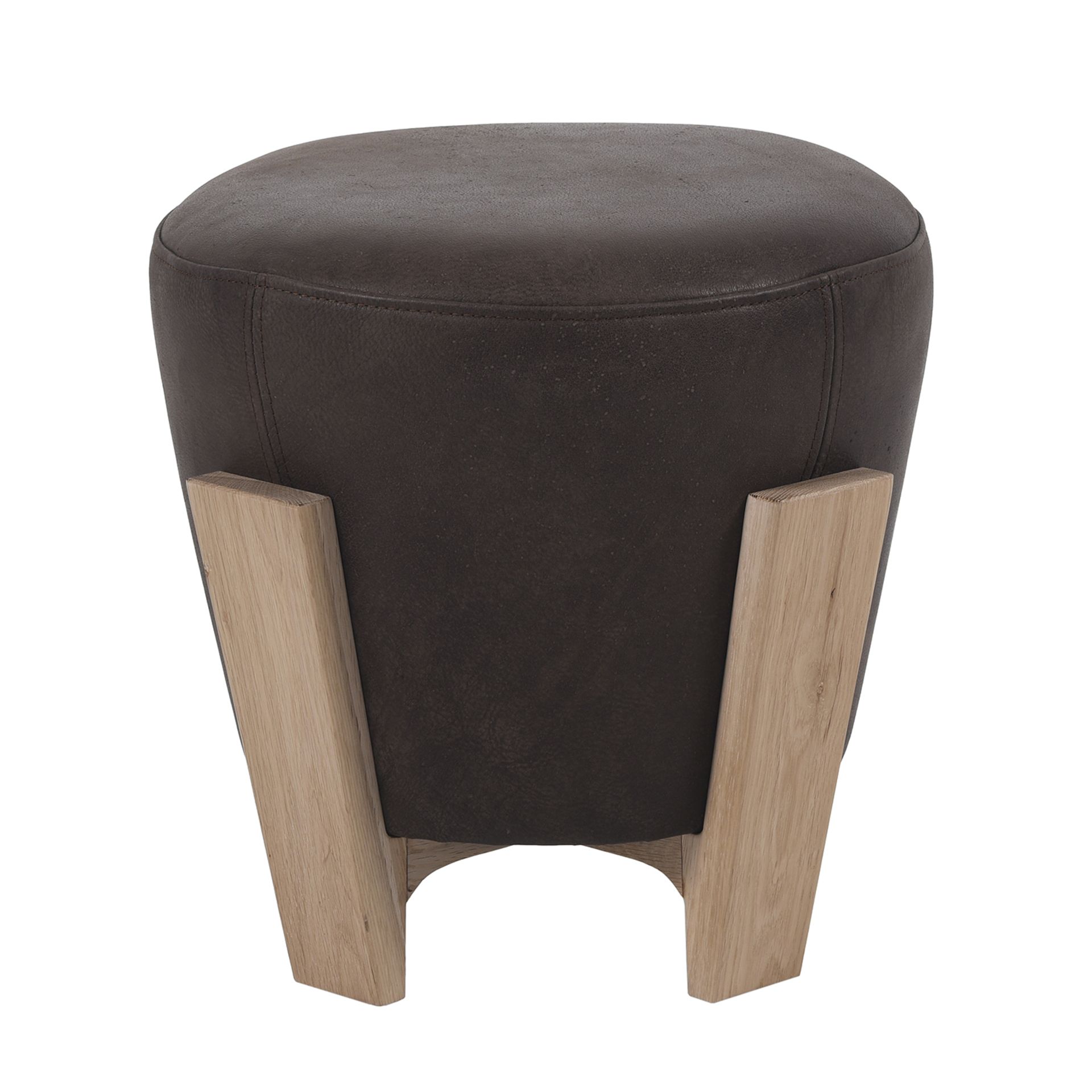 Bleu Nature Nagori Stool Double Stitch F320 Kaki Tweed and brown nibbed oak 44 x 44 x 42 cm RRP £