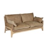 Bleu Nature Woodnest Sofa 2 Seater Sofa Cheyenne Leather and linen Ecru with reverse stitch A simply