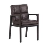Bleu Nature F315 Patchan Dining Chair with Arms Brushed Dark Brown Oak Iroquois Chocolate Leather 61