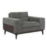 Bleu Nature Patchan Sofa 1 Seater F316 Dark Green Wool Brushed Dark Brown Oak and Iroquois Chocolate