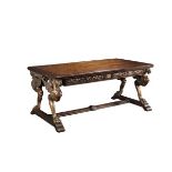 Century Furniture Griffin Library Table 100 Year Distressed Double Sided Library Desk With Aged Gilt