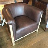 Sherlock Armchair maracana dark brown leather and weathered oak Classic leather armchair featuring a