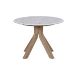 Bleu Nature Stonecrumb Side Table Low F305 Natural oak Marble White Honed 60 x 60 x 43 cm RRP £585