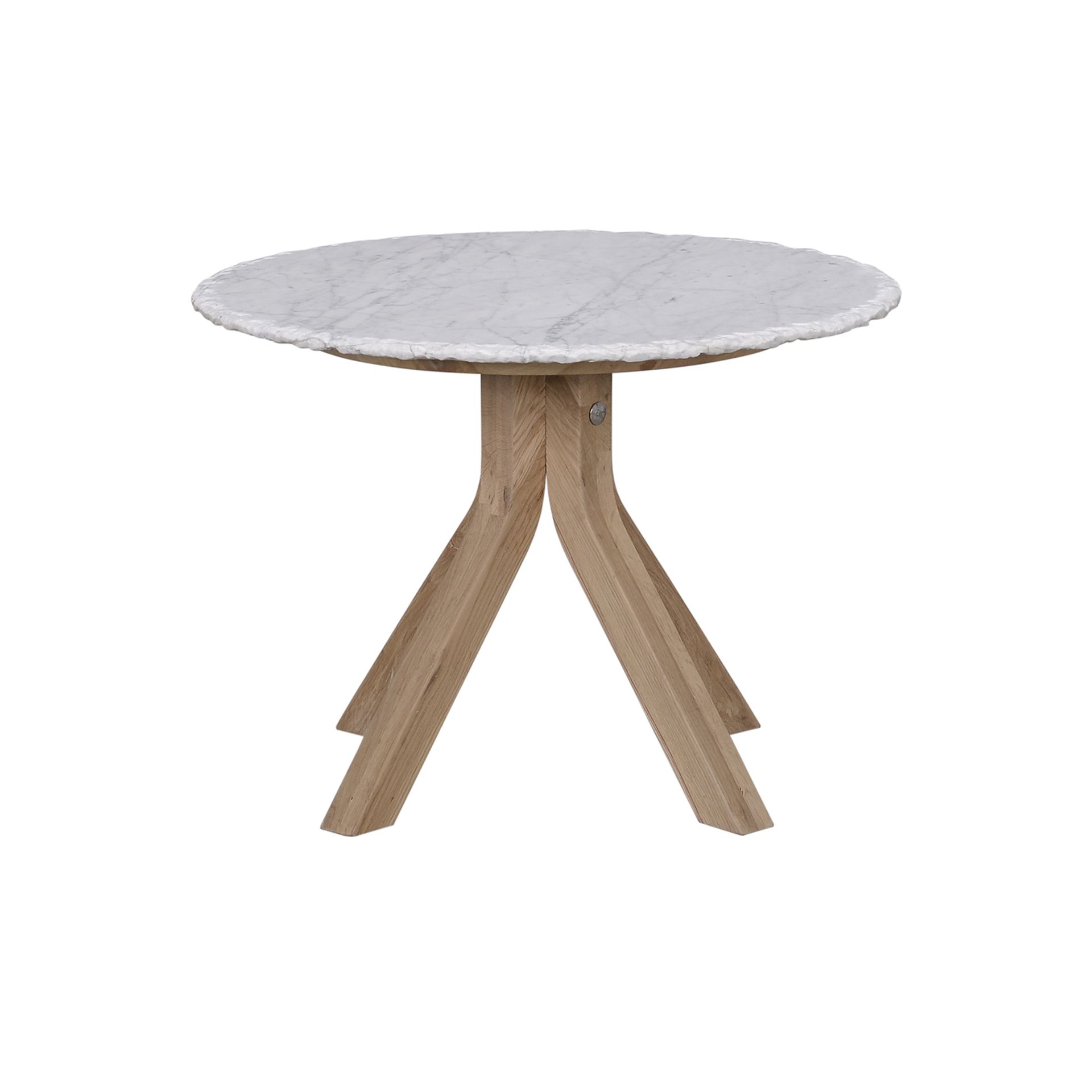 Bleu Nature Stonecrumb Side Table Low F305 Natural oak Marble White Honed 60 x 60 x 43 cm RRP £585