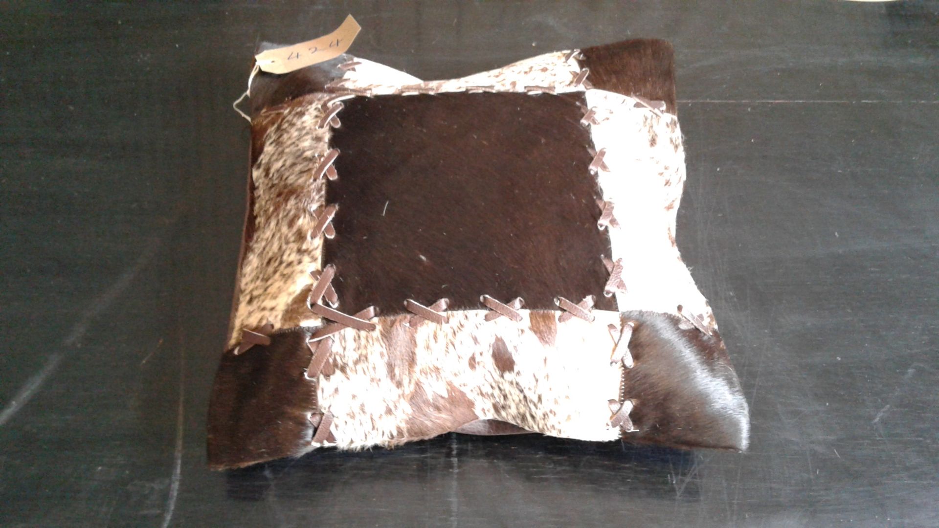 Cowhide Leather Cushion 100% Natural Hide Handmade Cover (Style PR424 x1) 35cm RRP £120