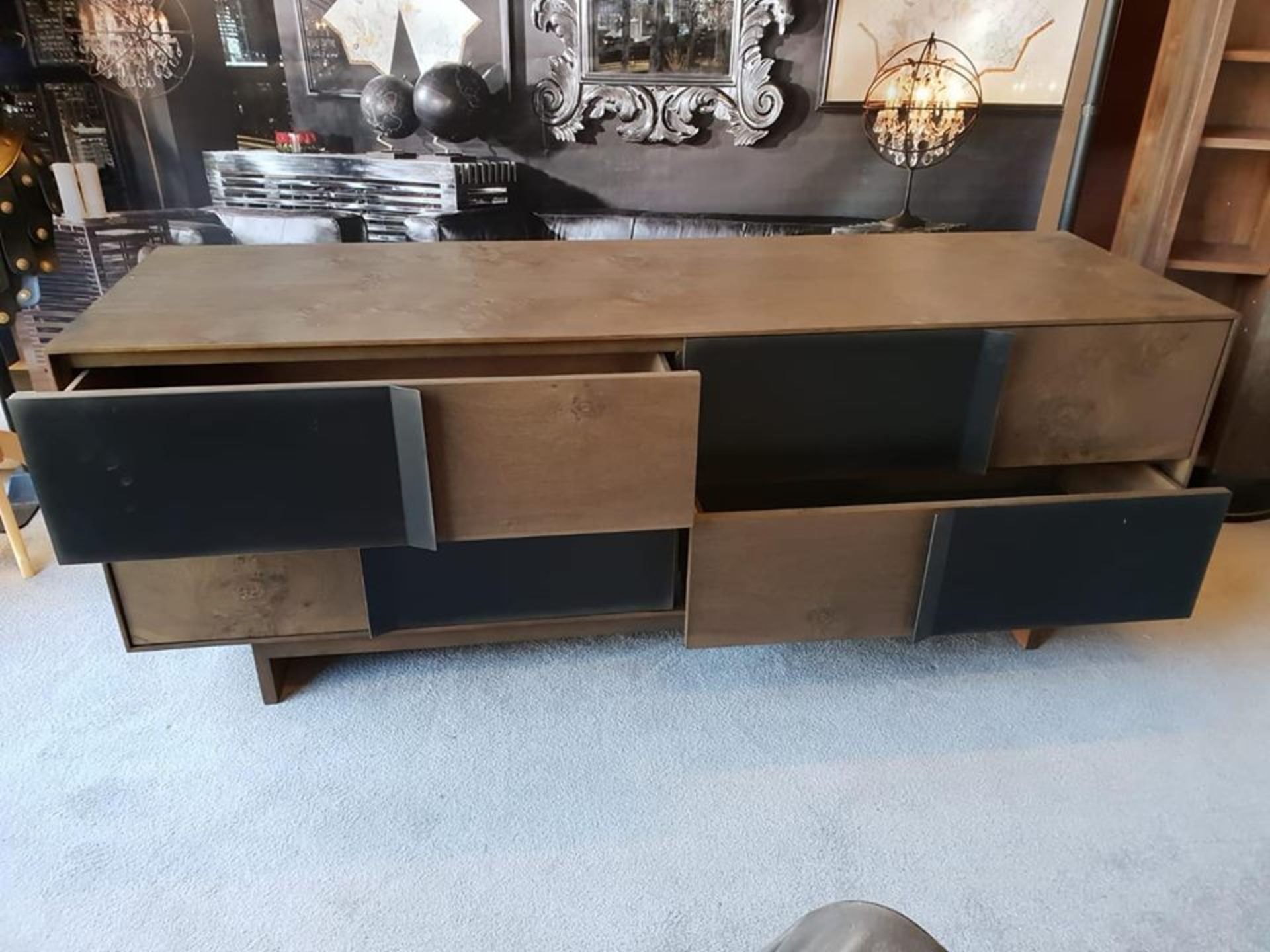 Josephine Credenza Sideboard 4 Drawer Closed A Stunning Contemporary Sideboard In Reclaimed Peroba - Image 2 of 3