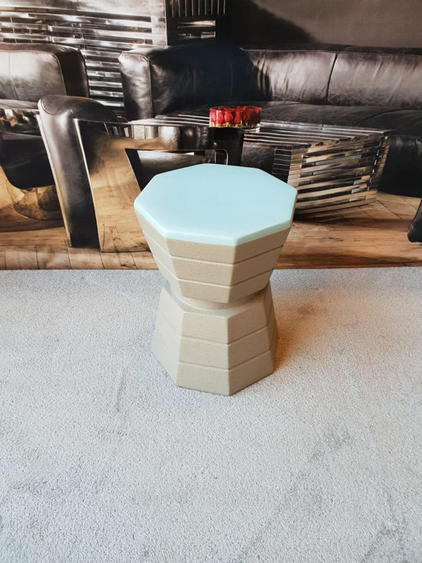 Tracey Boyd Concrete Barrista Stool Blue Top 40 x 56cm MSRP £174 - Image 2 of 2