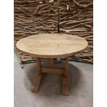 Salvage Gun Barrel Round Table Genuine English Reclaimed Timber Constructed From Century-Old Genuine