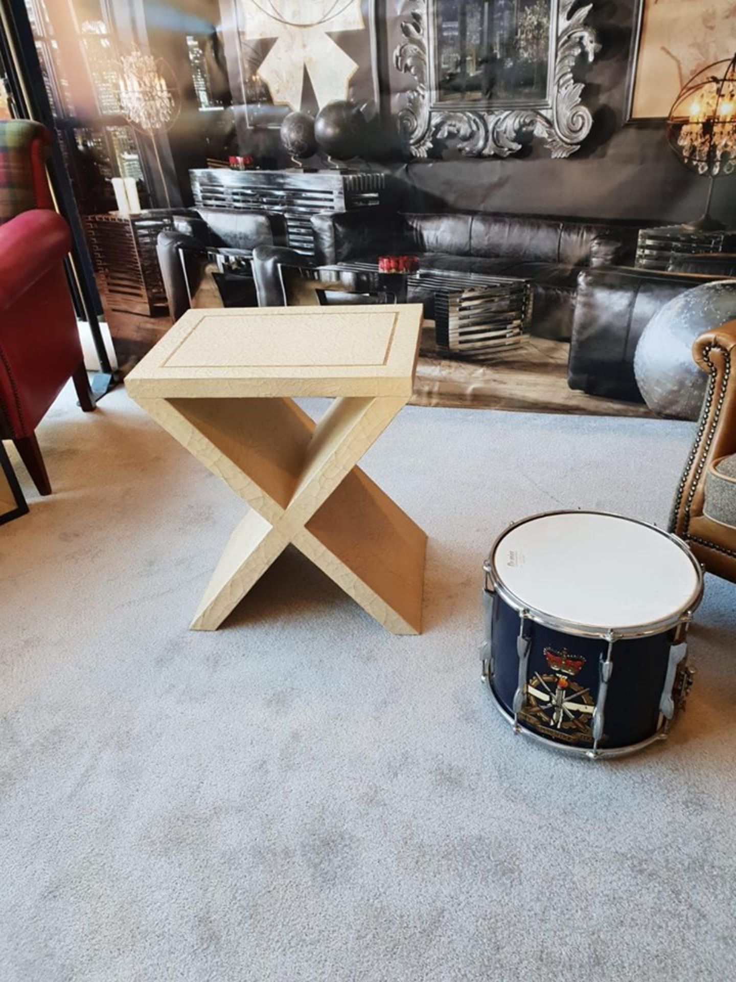 Andrew Martin Vita Side Table An Elegant X Leg Neutral Side Table With An All Over Antique Crackle - Image 2 of 4