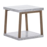 Valencia Side Table Marble White Honed Top And Rustic Wood Frame 50 x 50 x 50 cm RRP £700