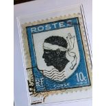 Framed Graphic Art Print -The Enlarged Print Of An Antique Postage Stamp From Corsica Giclee And