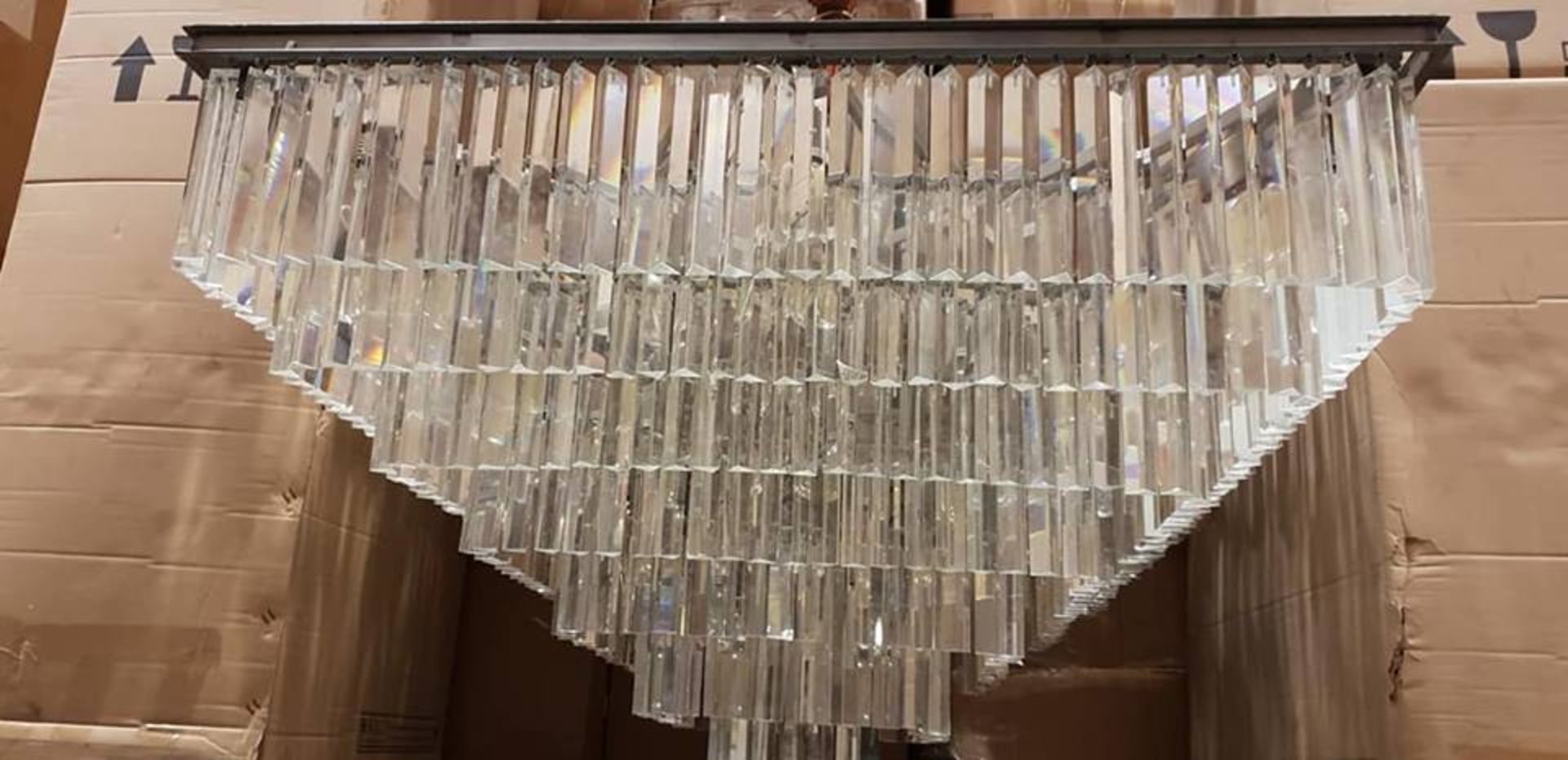 Odeon Square Frame Clear Glass Fringe 7-Tier Chandelier 118 X 118 X 115cm RRP £6795 - Image 5 of 5