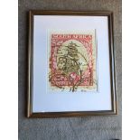 Framed Graphic Art Print -The Enlarged Print Of An Antique Postage Stamp From South Africa Giclee