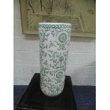 A Vibrantly Patterned Umbrella Cane Stand Cylindrical 600mm Adapted From Botanical Studies Green