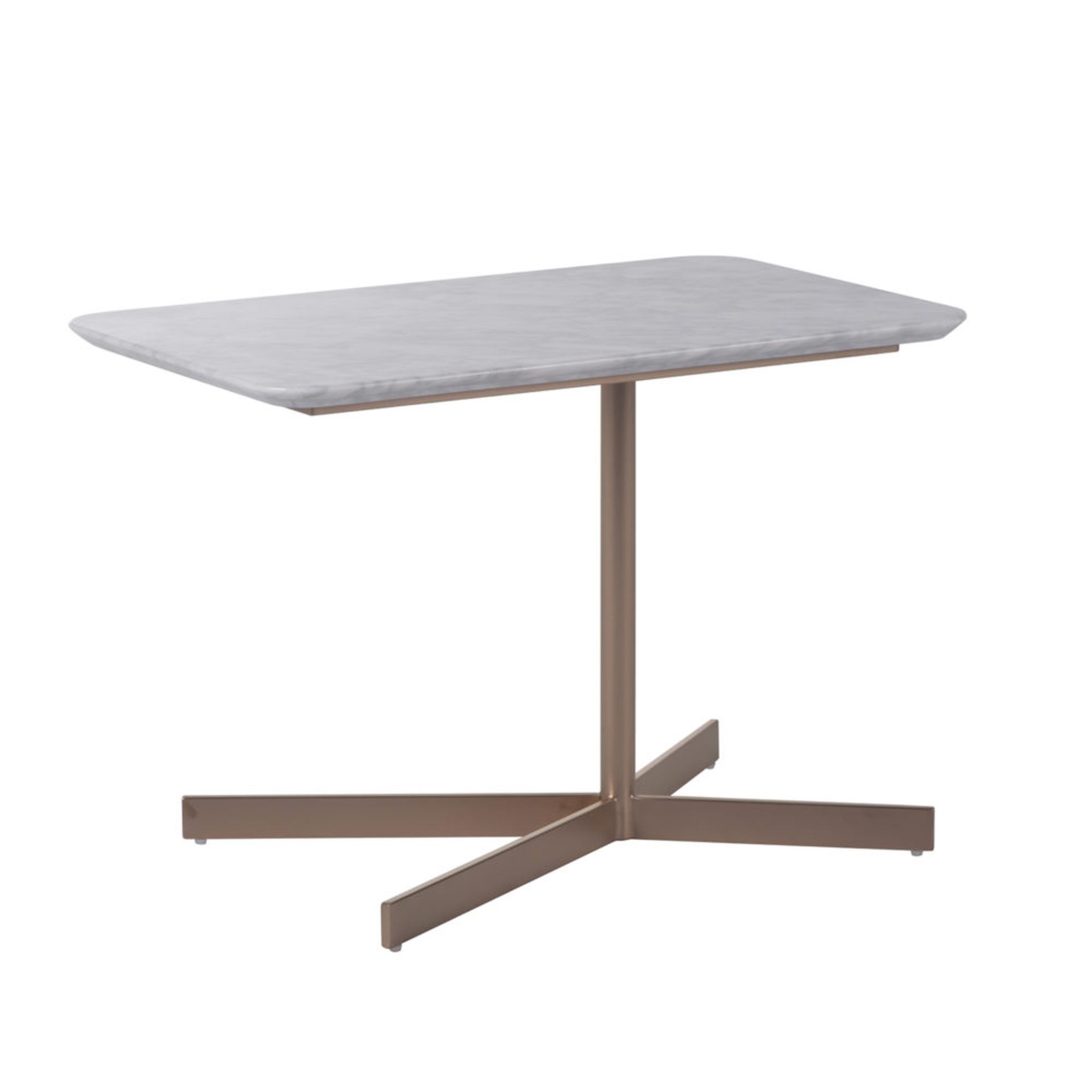 Bleu Nature F313 Ninovan Coffee Table Brushed Copper legs and White Marble Top 70 x 45 x 49 cm