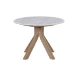 Bleu Nature Stone Crumb Side Table Low F305 Natural Oak Marble White Honed 60 x 60 x 43 cm RRP £585