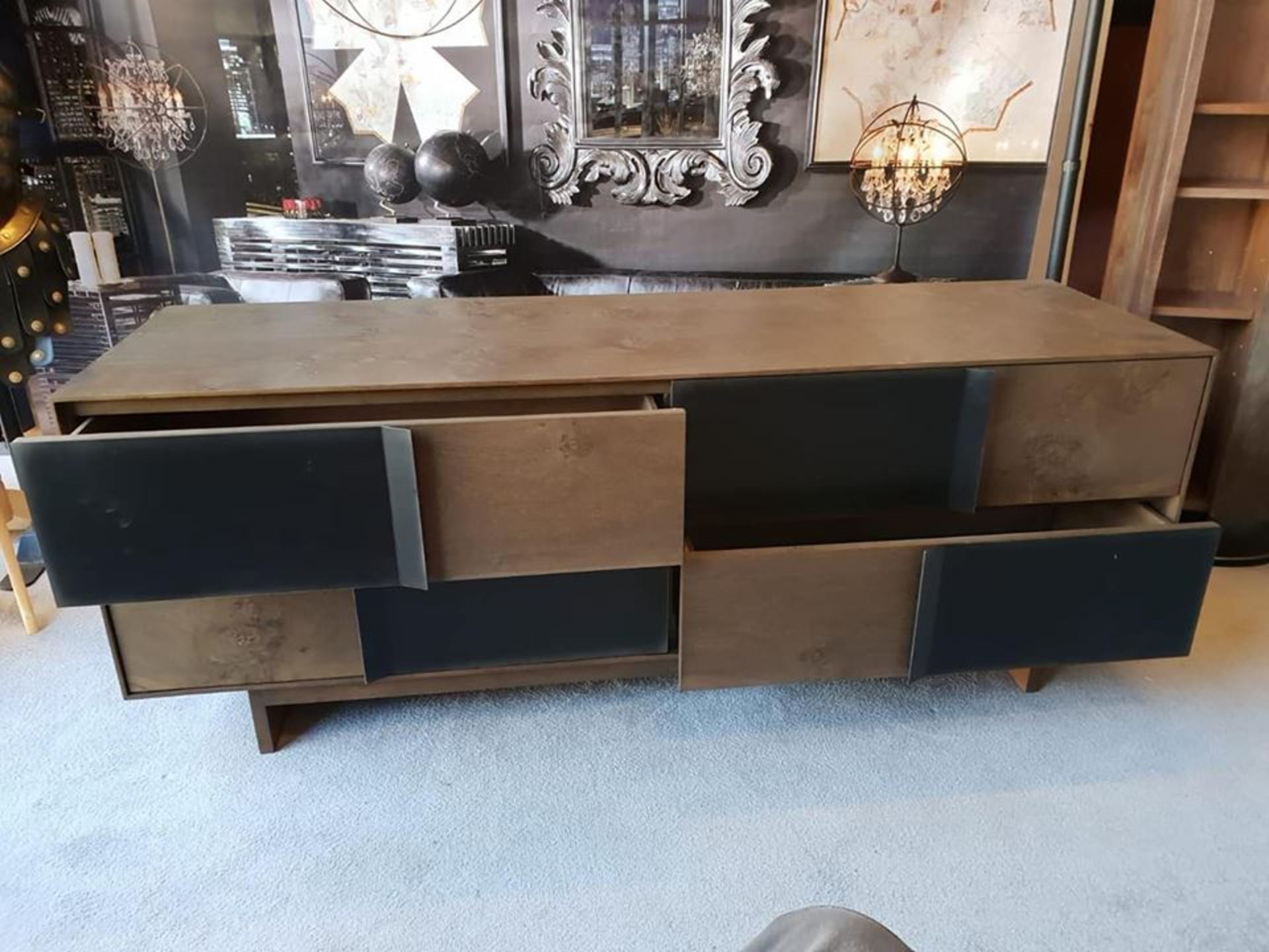 Josephine Credenza Sideboard 4 Drawer Closed A Stunning Contemporary Sideboard In Reclaimed Peroba