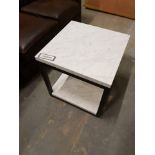 Horizon Marble Side Table White Honed Marble And Matt Black 50 X 50cm