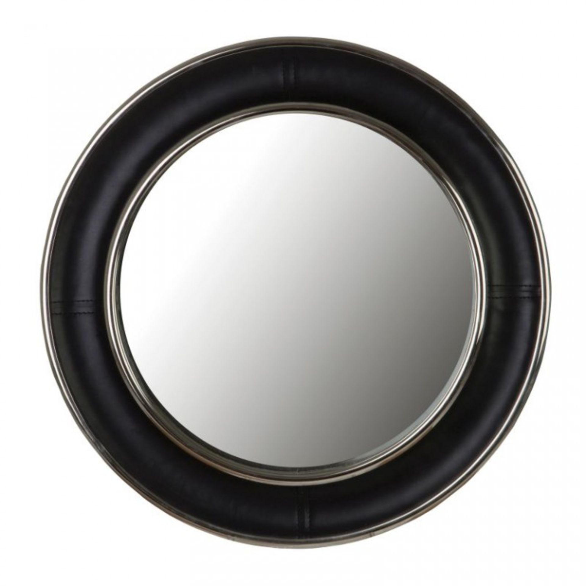 Churchill Round Mirror 50cm 100% Solid Oak Frame in Sandshore Black ( Location A7 -404)