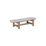 Bleu Nature Stone Leaf Coffee Table Low F303 Natural Oak Marble White Honed Top 130 x 45 x 30 cm RRP