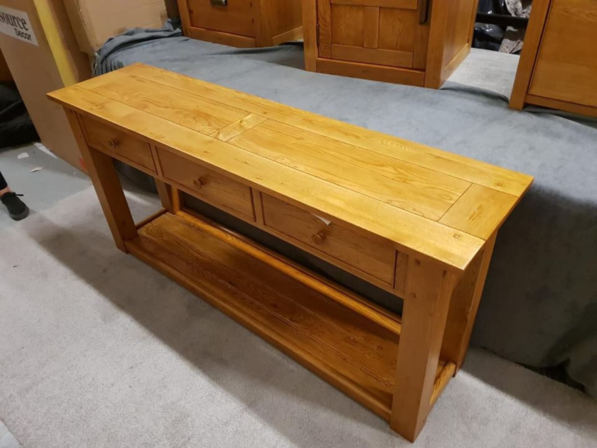 Wentworth Oak Console Table Crafted Using Hand Selected Solid Oak Wood And Hand Distressed During