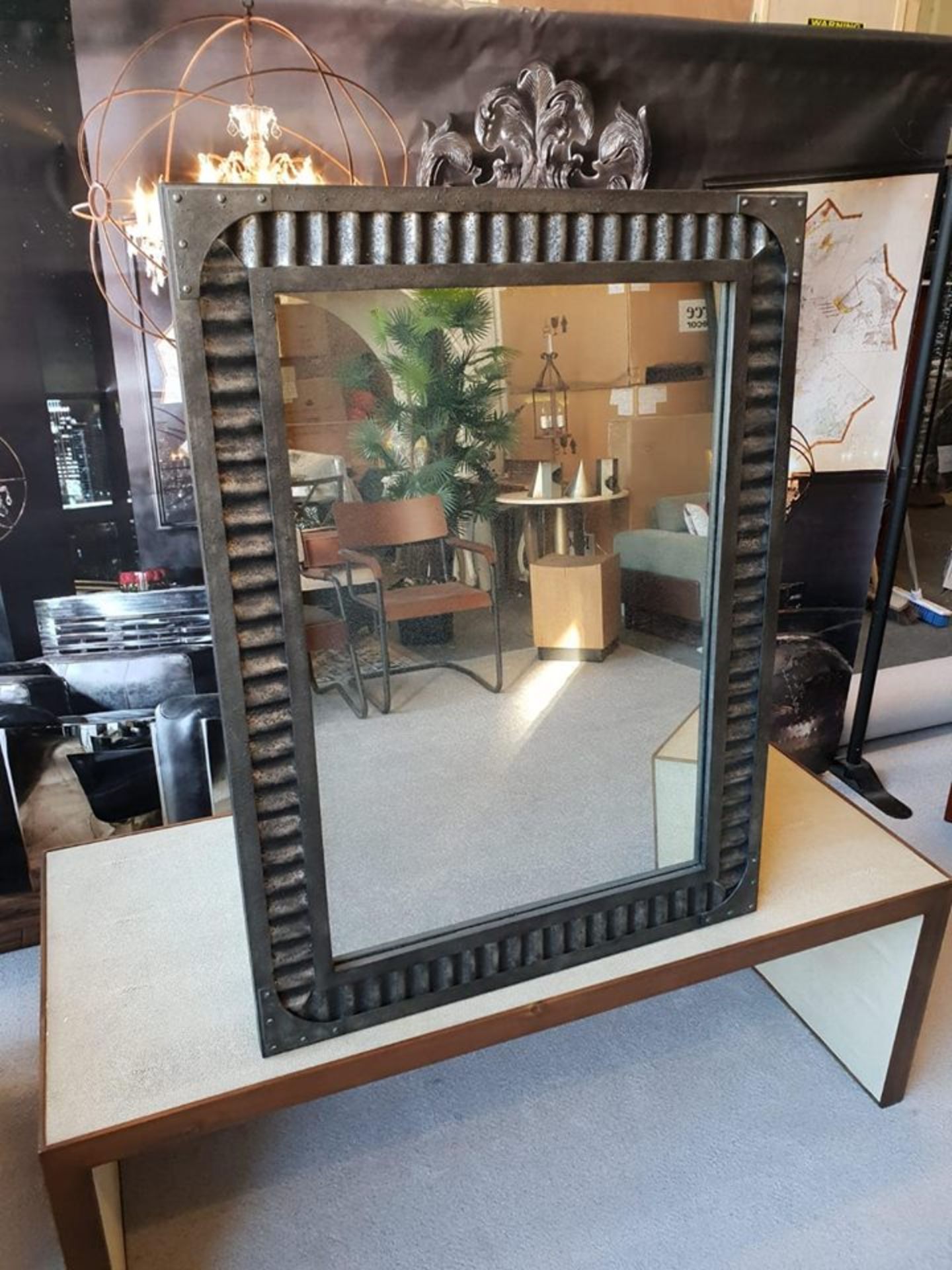 Jawa Floor Mirror Iron Frame With Corrugated Sheet Metal And Antiqued Mirror Plate 106.7 x 3.8 x - Image 2 of 2