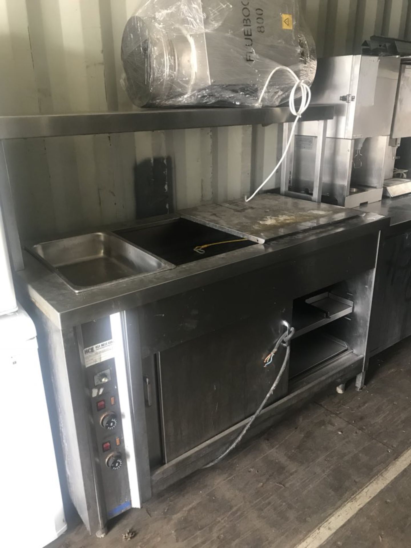 Moffat Hot Cupboard with Bain Marie Hot cupboard with stainless steel sliding doors. 1200 x 640 x